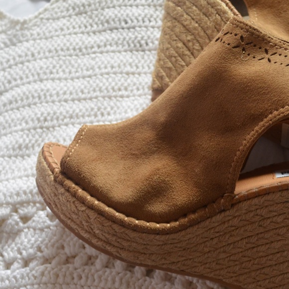 Tan Faux Suede Boho wedges - Picture 2 of 3